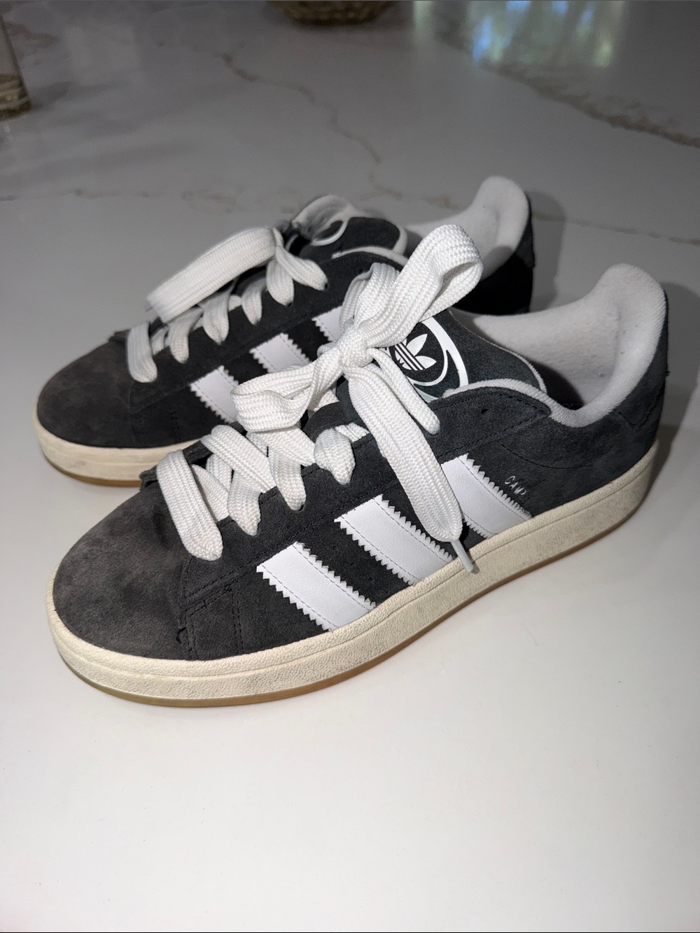adidas Campus Suede Sneakers in Charcoal Gray and White